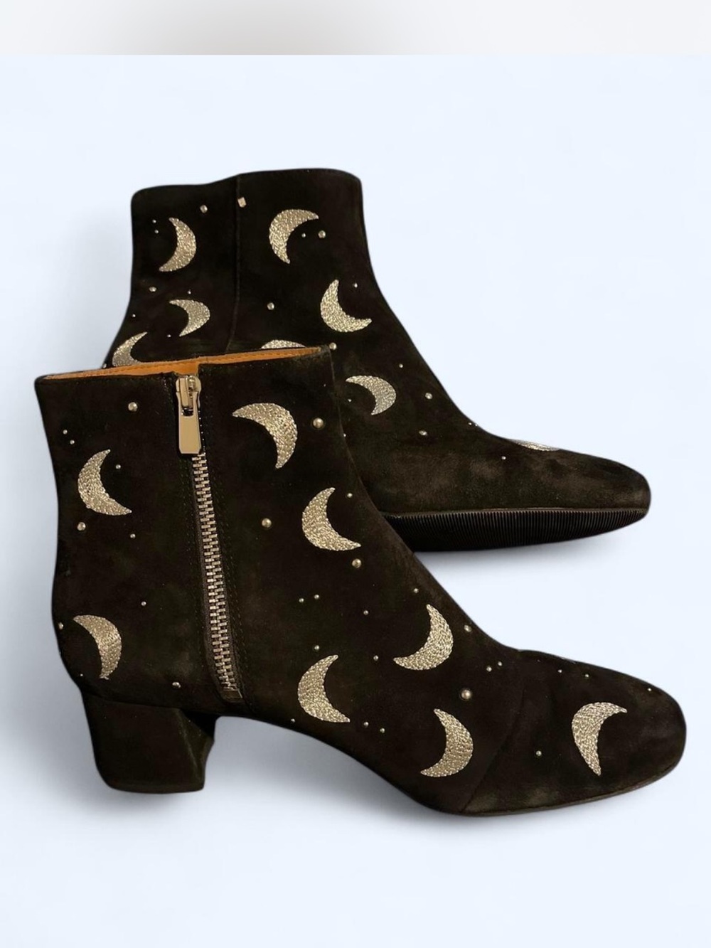& Other Stories Women’s Black Suede crescent moons and tiny metallic stud detail